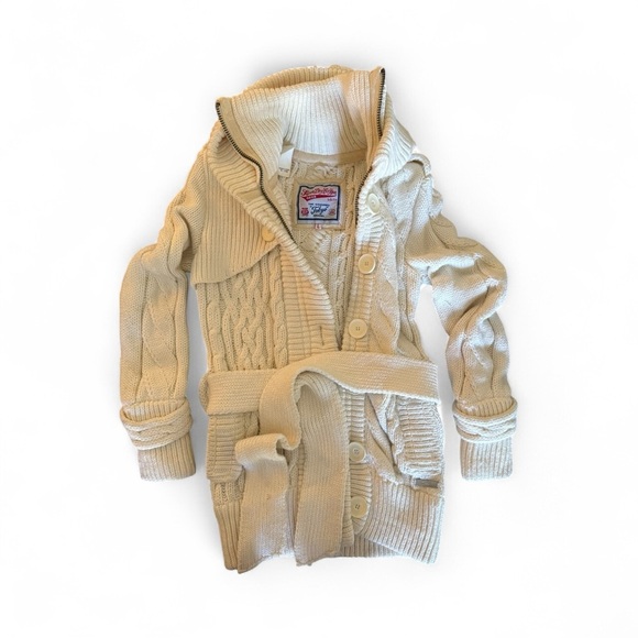 SuperDry Cozy Cream Hooded Zip Cardigan with Belt - Picture 3 of 9